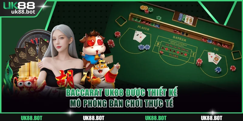 Baccarat UK88 được thiết kế mô phỏng bàn chơi thực tế